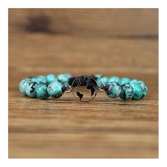 COAI Pulsera para Pareja de Distancia en Piedras Naturales con Amuleto Globo - Imagen 4