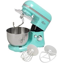Bestron Robot de cuisine au design rétro avec fouet, crochet pétrisseur et batteur, Sweet Dreams, 1000 W, Vert menthe