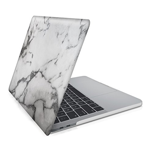 kwmobile Hardcase Laptop Hülle für Apple MacBook Pro 13" (ab 2016) Touchbar - Marmor Design Weiß Schwarz dünne gummierte Schutzhülle Cover Case Tasche