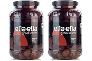 HELLENIKOS 2x 1kg Amfissa griechische schwarze Oliven Extra Large - 2 Fässchen + 10ml Olivenöl zum Test im Set - Chalkidiki Griechenland