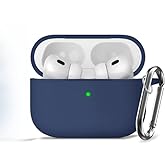 Soft Yumuşak Lansman Esnek Silikon Airpods Pro 2 ile uyumlu İ&ccedil;i Kadife Kulaklık Kılıfı ve Karabina Anahtarlık (Lacivert, Airp