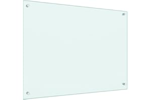 vidaXL Protector Salpicaduras Cocina Vidrio Templado Blanco 80x60cm Utensilios Herramientas Accesorios Protección Grasa al Cocinar Fiable Práctico