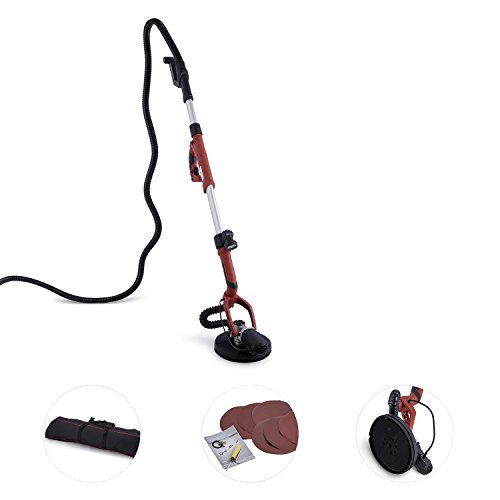 Waldbeck Daredevil Trockenbauschleifer Schleifmaschine Bodenschleifer (750W Leistung, 600-1500 U/min, LED-Beleuchtung, Länge Teleskopstange: 120–180 cm, Durchmesser Schleifscheibe: 21,5 cm) rot - 5