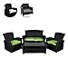 Produktbild Nexos Rattan Set 4tlg mit Glastisch grün Garnitur Gartenmöbel Sitzgruppe Poly Rattan inkl. Höhenverstellbare Füße und Sicherheitsglas 4-Sitzer 4-teilig