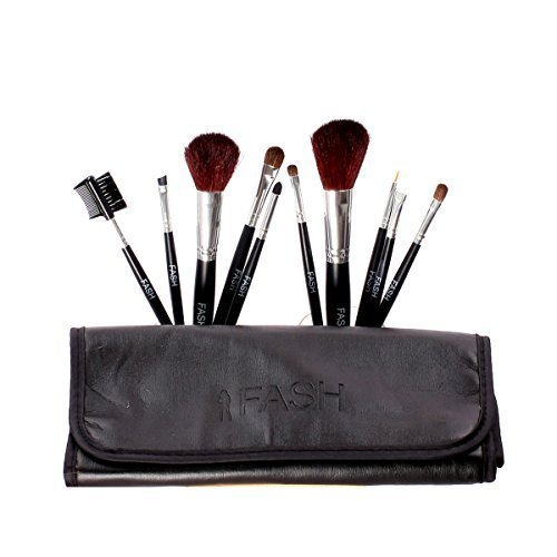 FASH Professional goat and horse hair makeup Brush Set with Faux Leather Pouch, 19-Piece, For Eye Shadow, Blush, Eyeliner, eyebrow.....