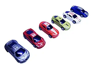 EMOB Street Race Mini Die Cast Metal Body Pull Back Car Toy for Kids (Multicolour) -Pack of 6