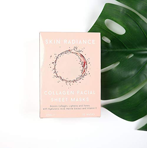 Skin Radiance TM hialurónico ácido cara máscaras - Intensivo Hidratante Facial máscaras - uso con piel Radiance TM Derma Roller - 10 máscaras por caja