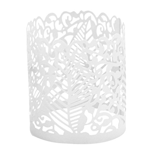 Generic 50x Papier Führte Kerze Lampenschirm Licht Halter Teelicht Wrapper – Weiß, One size - 7