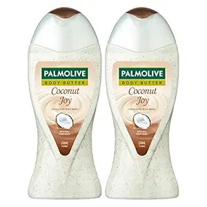 Palmolive Coconut Joy Body Wash, Cr?me Based Exfoliator with Real Apricot Seeds and Jojoba Butter Extracts - pH Balanced, No Parabens, No Silicones, 250ml Bottle (Pack of 2)