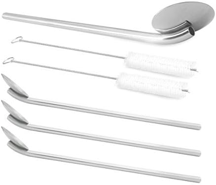 GFDesign Drinking Spoon Straws Stirrer Food-Grade 18/8 Stainless Steel - Set of 4 with 2 Cleaning Brushes by GFDesign