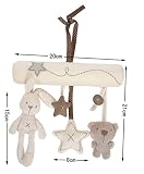 Hangqiao Mobile für Kinderwagen/Kinderbett, zum Aufhängen, mit Plüschtieren (Hase, Stern) und Musik - 5