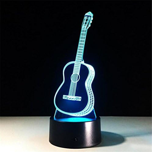 SMILE QUEEN 3d Guitar Led Night Light Seven-Color Touch Light Touch Visual Lamp Creative Gift Atmosphere Lamp Christmas