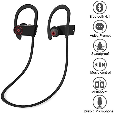 Bluetooth Earphones, HBKJ IPX5 Wireless Sport Bluetooth 4.1 Headphones, Stereo Wireless In Ear Earphones with Mic