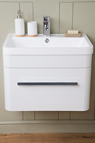 Aquariss Designer 600mm Bathroom Vanity Unit Furniture, Basin & FREE Mirror- White - Image 8