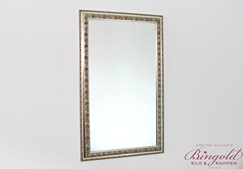 Spiegel Wandspiegel Badspiegel Flurspiegel Garderobenspiegel - Über 200 Größen - Rom Silber 6,5 - Größe des Spiegelglases 100 x 140 - Wunschmaße auf Anfrage - Antik, Barock