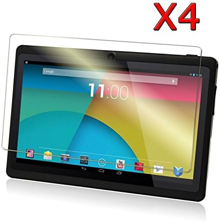 Transwon 4-Pack Ultra-Clear HD Screen Protector for BTC Flame UK Quad Core 7 Tablet, JYJ 7 Inch Android Google Tablet, Dragon Touch Y88X Plus, Alldaymall A88X, Yuntab Q88, Tecwizz 7 Inch Kids Tablet