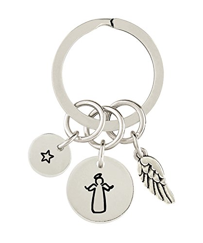 Preisvergleich Produktbild Schlüsselanhänger Schutzengel mit Gravur und Charms