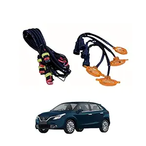 PRIKNIK LED Grille Lights Amber Yellow Grill Led with Fuse Adapter Wiring Harness Kit (4PCS, Amber Shell with Amber Light) Compatible with Baleno