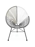 Flache, elegante Füße Retro Lounge Sessel Acapulco Mexiko Design Indoor & Outdoor Rahmen & Füße Pulverbeschichtet; Farbe Tricolour Dunkelgrau Hellgrau Weiss