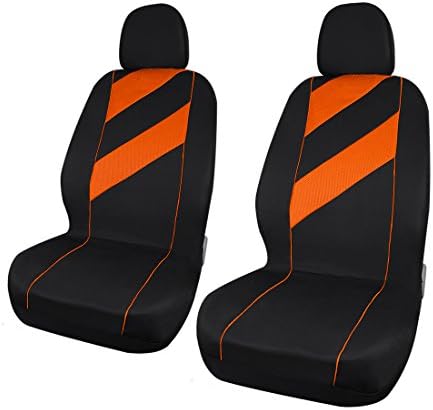 sourcingmap® 8 Piece Unique Auto Car Seat Cover Headrests Full set Orange Black Fit For Truck SUV