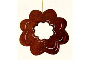 STEINFIGURENWELT GIEBEN Edelrost Windspiel Spirale Blume 27cm filigran Gartendeko Rost Deko Metall Hänger Fensterdekoration Balkon Terrasse Garten Geschenk
