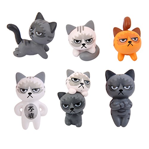 Preisvergleich Produktbild 6pcs Miniatur Puppenhaus Maerchengarten Harzlandschaft Diy Grumpy Cat Dekor