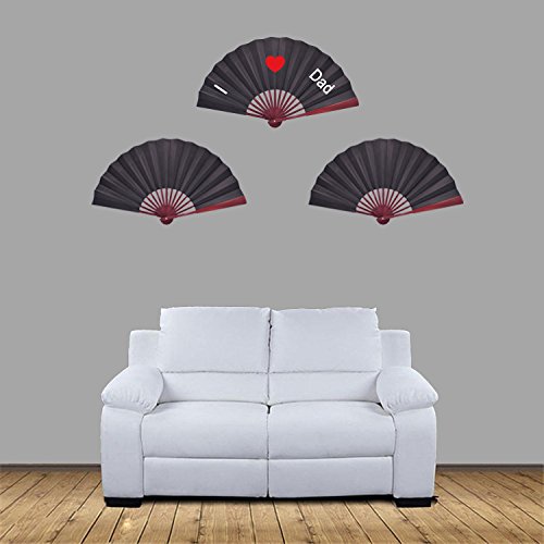 KAKOO Großer Fächer Stabiler Handfächer mit Bambusgriff Tanzfächer Sommer Lüfter Herrlicher Klappfächer für Feste Hochzeit Geschenk Party Zubehör DIY Wohnzimmer Dekofächer - 2