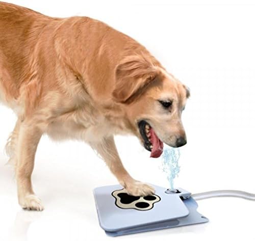 UPXIANG Happy Dog Cat Pet Water Fountain - Upgraded Outdoor Step-On Doggie Fountain Provides Endless, Instant Supply of Fresh Cold Drinking Water (White)