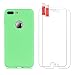 Produktbild iPhone 7 Plus 8 Plus Hülle Panzerglas, E-Unicorn Handyhülle Apple iPhone 7 Plus 8 Plus Hülle Silikon Grün Matt Tasche Ultra Slim Dünn TPU Bumper Etui Protective Schutzhülle Stoßfest Kratzfeste Back Case Cover Zubehör + 2 Stück Schutzfolie Glas Folie Displayschutzfolie Panzerfolie 9H 3D