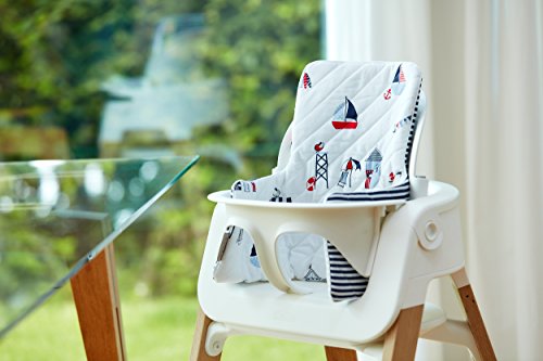 Preisvergleich Produktbild KraftKids Sitzverkleinerer Strandhäuschen / Streifen dunkelblau Hochstuhl Hochstuhleinlage