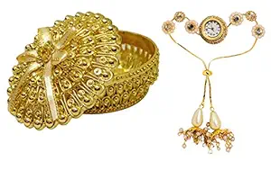 Confidence Womens Watch Golden Chain with Beads Wrist Watch for Girls