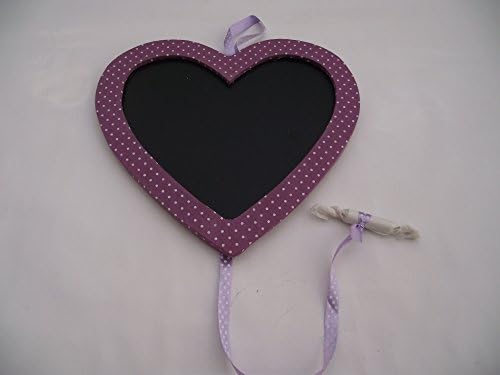 SHABBY CHIC PINK OR PURPLE POLKA DOT HEART SHAPED CHALK BOARD (PURPLE)