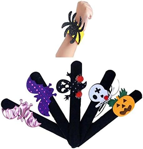 Harlem H 6pcs Slap Bracelets Halloween Party Favors Decor Supplies Wrist Decoration Assorted Toy- Bat, Pumpkin, Ghost, Spider,Skull Design (6pcs-Halloween Party Supplies)