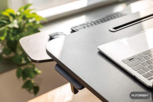 PUTORSEN® Poste de Travail Assis-Debout - 32" Bureau d'ordinateur Assis-Debout Station de Travail Debout à Hauteur Facilement réglable - Bureau Convertible - avec Plateau de Clavier Amovible(Noir)