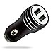 Price comparison product image MyGadget Car Charger Aluminum Adaptor - Dual Port USB 2.1A/1A Plug for Cigarette Lighter - Mini Adapter for Apple iPhone, Samsung Galaxy etc. in Black