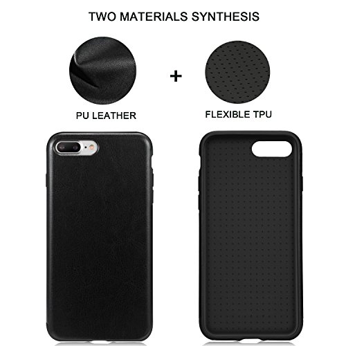 TENDLIN Funda iPhone 7 Plus Funda iPhone 8 Plus Cuero Silicona TPU H  brido Suave Carcasa para iPhone 7 Plus y iPhone 8 Plus  Negro 
