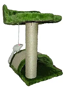 Smarty Pet Cat Tree Sisal Scratching Post Play House for Kittens and Small Cats Color - Green