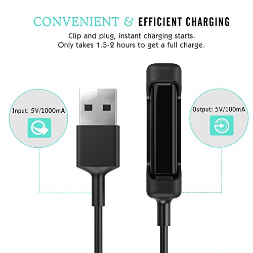 MoKo Fitbit Flex 2 Charger Ladekabel – Premium Ersatz USB-Ladekabel Ersatz-Ladegerät Ladestation Charging Dock Adapter USB Ladekabel mit Restart Funktion für Fitbit Flex 2 Smart Fitness Watch, Schwarz （Nicht für Fitbit Flex） - 2