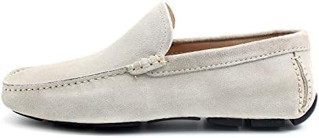 Giorgio Rea Men Classic Car Shoes Elegant Sour Cream Slipper Mocassins Handmade Shoes Made In Italy Genuine Real Leather Oxfords Richelieu Brogue Gentlemen (EUR 44 - UK 10 - US 11, Sour Cream)