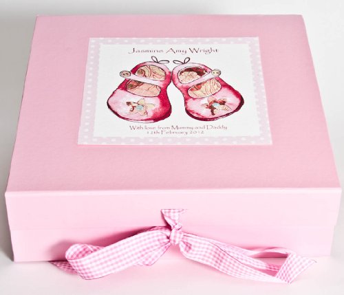 Baby girl Gift,personalised Baby girl Gift,Personalised keepsake Box,Pink Shoes/Pink