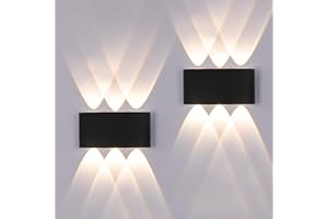FUPE 2 Pack Applique Murale Extérieur/Intérieur LED Appliques Extérieure 12W 1200lm ip65 imperméable moderne en aluminium up and down applique lumineuse spot Lampe Murale(Noir 3000k lumière chaude)