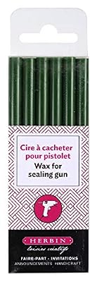 J. Herbin J-HERBIN, 1 lot de 6 batons de cires pour pistolet à cire, coloris : Vert foncé