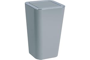 ‎WENKO WENKO Kosmetikeimer Candy 6 Liter, Hygieneeimer, Badezimmer-Mülleimer mit Schwingdeckel ideal für Kosmetiktücher, Wattestäbchen & Co., Abfalleimer aus Kunststoff, BPA-frei, 18 x 28,5 x 18 cm, Grau