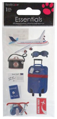 Sandylion Essentials Travel by Plane – Flugzeug Koffer Reisepass Fotoapparat Ticket Landkarte - 2