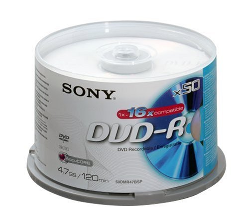 Sony - DVD-R (recordable), 16x, 50er Spindel mit 120 Minuten je DVD