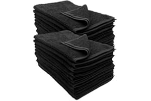 IC-COLLECTION Friseurhandtuch Lot de 12 serviettes noires - Couleurs résistantes (Indanthren) - 100 % coton - 400 g/m² - (éponge, 40 x 90 cm)