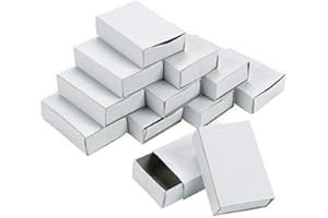Lexicon Select Pack of 50 Plain White Card Craft Matchboxes for Arts, Crafts, Trinkets, Advent Calendars and Wedding Favours