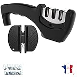 KWIM'S France AIGUISEUR DE COUTEAUX EN 3 ÉTAPES * AFFÛTE LES couteaux rapidement, facilement et en toute sécurité !