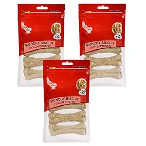 Pet en Care Munchy Bone Natural (4 inches - 4x1 Pieces) Export Quality (Set of 3)