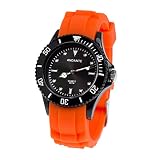 Andante Sportliche Wasserdichte Silikon Quarz Armbanduhr 3ATM Orange (SCHWARZ), Onesize
